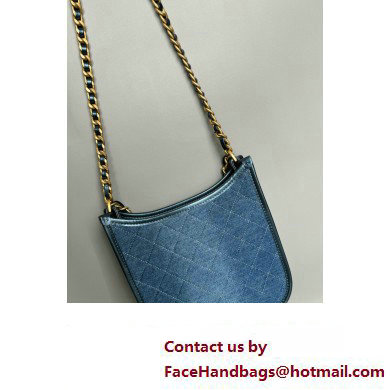 Chanel Washed Denim  &  Gold-Tone Metal Hobo Handbag AS4532 Blue 2024